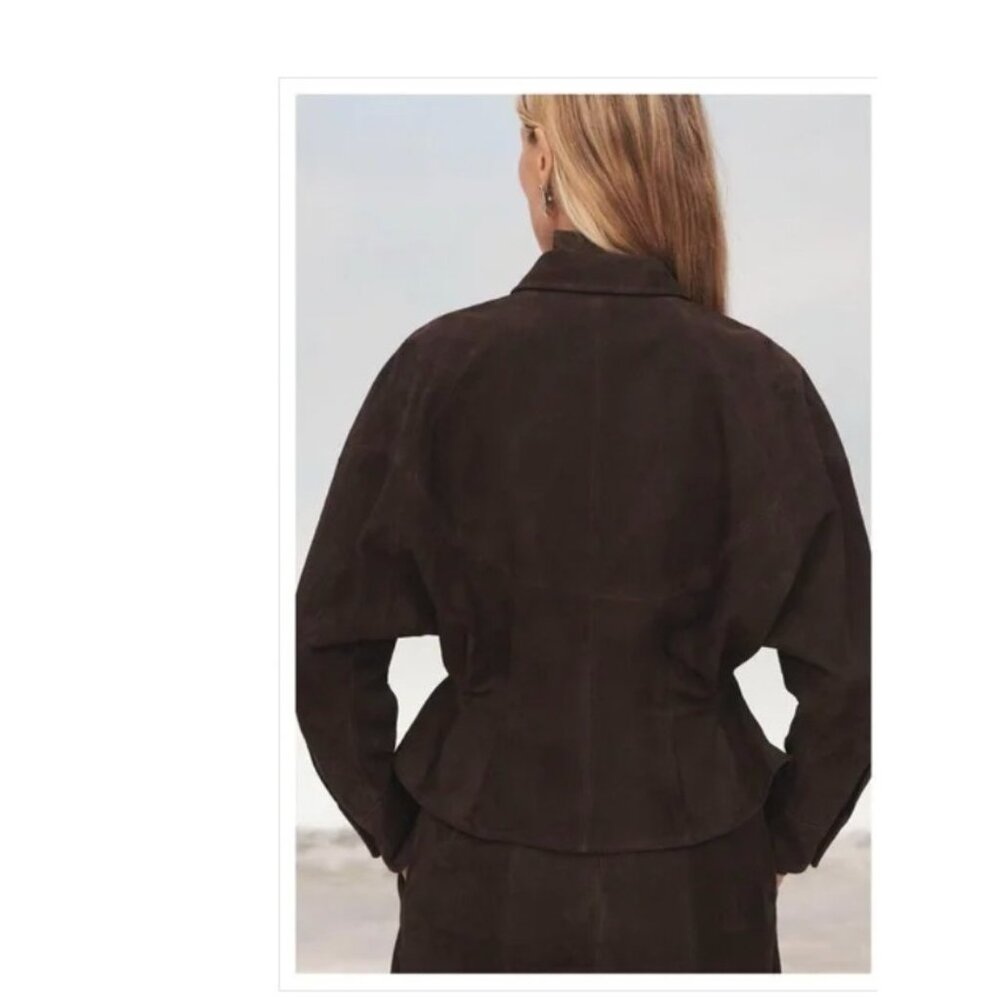 Zara Womans Jacket Coat 100% suede Leather Size XS Brown 1966/901 A/W 2024 NWT - Picture 4 of 9
